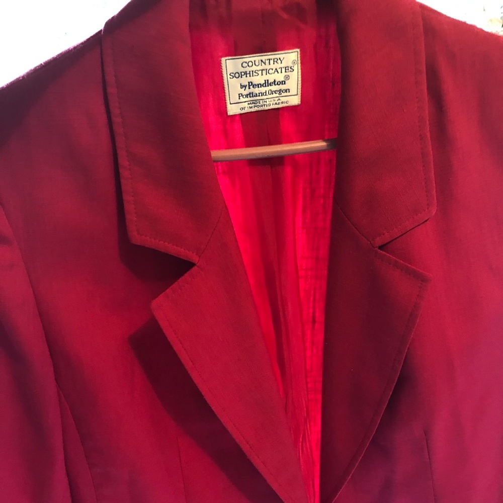 Vintage Country Sophisticates by Pendleton one button oversized red blazer
